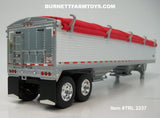 Item #TRL 2237 White Sided Red Tarp Silver Frame Tandem Axle Wilson Pacesetter 43-foot Hopper Bottom Grain Trailer - 1/64 Scale – DCP by First Gear