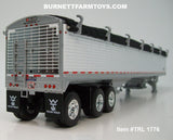Item #TRL 1776 White Sided Black Tarp Silver Frame Tri-Axle 50-foot Wilson Pacesetter Hopper Bottom Grain Trailer - 1/64 Scale – DCP by First Gear