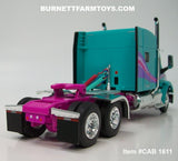 Item #CAB 1611 Turquoise Pink Purple Peterbilt 379 72-inch Mid Roof Sleeper - 1/64 Scale – DCP by First Gear