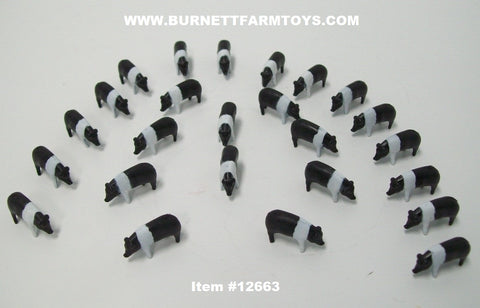 Item #12663 Black White Pigs - Pack Contains 25 Pigs - 1/64 Scale