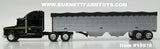 Item #15978 John Deere Black Semi Truck with Silver Sided Black Tarp Tandem Axle Hopper Bottom Grain Trailer - 1/64 Scale - Ertl Tomy