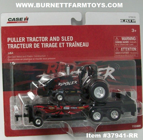 Item #37941-RR Case IH Red Rambler Pulling Tractor with Black Pulling Sled - Ertl / Tomy
