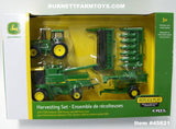 Item #45821 John Deere Harvesting Set with 7720 Combine with Corn Head and Bean Head 4555 Tractor and 500 Grain Cart - 1/64 Scale - Ertl / Tomy