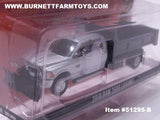 Item #51295-B Silver 2018 4-Door RAM 3500 Laramie Dump Truck with Black Bed and Black Snow Blade - 1/64 Scale