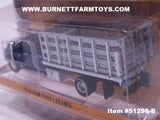 Item #51296-B Blue 2018 4-Door RAM 3500 Laramie Stake Bed Truck with Silver Bed - 1/64 Scale