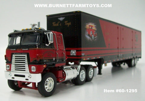Item #60-1295 G Tackaberry & Sons Construction Tack's Toys Red Black Gold Outline International Transtar COE with Tandem Axle Kentucky Moving Van Trailer - 1/64 Scale - DCP