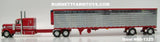 Item #60-1325 Can't Afford It Red White Stripe Black Outline Long Frame Peterbilt 389 63-inch Flattop Sleeper with Chrome Sided Red Trim Spread Axle Utility Refrigerated Trailer with Carrier Refrigerator - 1/64 Scale - DCP by First Gear