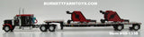 Item #60-1338 Bush Hog Black Red Peterbilt 379 63-inch Flattop Sleeper with Silver Black Frame Spread Axle Transcraft Stepdeck Trailer with Bush Hog Rotary Cutter Load - 1/64 Scale - DCP