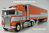 Item #60-1354 Orange White Black Outline Kenworth K100 COE Aerodyne Sleeper with 53-foot Tri-Axle Utility Refrigerated Van Trailer with Carrier Refrigerator - 1/64 Scale - DCP by First Gear