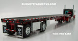 Item #60-1388 Black Red Fender Long Frame Peterbilt 379 36-inch Flattop Sleeper with Black Deck Red Frame Spread Axle Wilson Roadbrute Flatbed Trailer - 1/64 Scale - DCP by First Gear