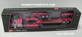 Item #60-1440 Pink White Tri-Axle Peterbilt 389 63-inch Flattop Sleeper with Pink Tri-Axle Fontaine Magnitude Lowboy Trailer with Jeep and Stinger - 1/64 Scale - DCP by First Gear
