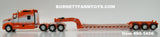 Item #60-1456 Orange White Tri-Axle Kenworth T660 Aerodyne Sleeper with Orange Tri-Axle Fontaine Magnitude Lowboy Trailer with Detachable Neck - 1/64 Scale - DCP by First Gear