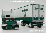 Item #60-1459 John Darragh Trucking White Green Gold Outline Peterbilt 389 63-inch Mid Roof Sleeper with Spread Axle Utility Ribbed Refrigerator Trailer with Thermo King Refrigerator - 1/64 Scale - DCP by First Gear