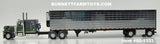 Item #60-1533 Gun Metal Gray Black Lime Green Outline Peterbilt 389 63-inch Flattop Sleeper with Chrome Ribbed Sided Black Trim Spread Axle Utility Refrigerated Trailer with Thermo King Refrigerator - 1/64 Scale - DCP by First Gear