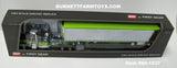 Item #60-1537 Black Lime Green Peterbilt 389 63-inch Flattop Sleeper with Chrome Ribbed Sided Lime Green Trim Spread Axle Utility Refrigerated Trailer with Thermo King Refrigerator - 1/64 Scale - DCP by First Gear
