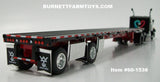 Item #60-1538 Black Red Frame Peterbilt 359 36-inch Flattop Sleeper with Spread Axle Wilson Roadbrute Flatbed Trailer - 1/64 Scale - DCP by First Gear