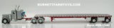 Item #60-1540 Silver Red Long Frame Peterbilt 359 36-inch Flattop Sleeper with Silver Deck Red Frame Spread Axle Wilson Roadbrute Flatbed Trailer - 1/64 Scale - DCP by First Gear