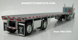 Item #60-1541 Silver Black Frame Long Frame Peterbilt 359 36-inch Flattop Sleeper with Silver Deck Black Frame Spread Axle Wilson Roadbrute Flatbed Trailer - 1/64 Scale - DCP by First Gear