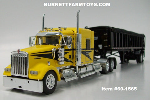 First Gear 1:64 Scale Diecast Model - Blue Peterbilt 379 60" Sleeper With MAC Coal End Dump Trailer (60-1893)