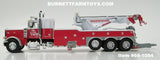 Item #68-1084 The Busted Knuckle Garage White Red Silver Peterbilt 389 36-inch Sleeper with Century Model 1150 Rotator Wrecker - 1/64 Scale - DCP