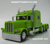 Item #CAB 1247 Lime Tri-Axle Peterbilt 389 70-inch Sleeper - 1/64 Scale - DCP