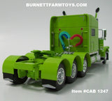Item #CAB 1247 Lime Tri-Axle Peterbilt 389 70-inch Sleeper - 1/64 Scale - DCP