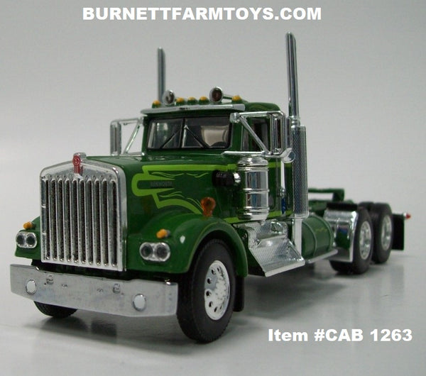 緑色トラックモデル 1/32スケール Item #CAB 1263 Dark Green Lime Green Kenworth W900A Day Cab - 1/64