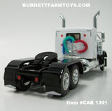 Item #CAB 1391 White Black Fender Long Frame Peterbilt 379 36-inch Flattop Sleeper - 1/64 Scale - DCP by First Gear