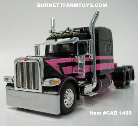 Item #CAB 1469 Black Pink Peterbilt 389 70-inch Mid Roof Sleeper - 1/64 Scale - DCP by First Gear