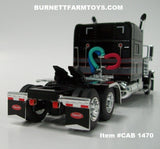 Item #CAB 1470 Black Gray Stripe Red Outline Peterbilt 389 70-inch Mid Roof Sleeper - 1/64 Scale - DCP by First Gear