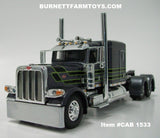 Item #CAB 1533 Gun Metal Gray Black Lime Green Outline Peterbilt 389 63-inch Flattop Sleeper - 1/64 Scale - DCP by First Gear
