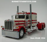Item #CAB 1534 Red Cream Peterbilt 389 63-inch Flattop Sleeper - 1/64 Scale - DCP by First Gear
