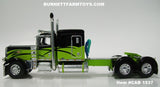 Item #CAB 1537 Black Lime Green Peterbilt 389 63-inch Flattop Sleeper - 1/64 Scale - DCP by First Gear