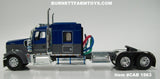 Item #CAB 1563 Blue Metallic Gray Kenworth W900L 72-inch Aerocab Sleeper - 1/64 Scale - DCP by First Gear
