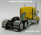 Item #CAB 1565 Yellow Black Stripe Kenworth W900L 72-inch Aerocab Sleeper - 1/64 Scale - DCP by First Gear