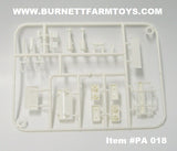 Item #PA 018 White Truck Parts Pack - 1/64 Scale - Series One - Tuff Trucks Scale Models - Includes Grill Guard with Mounting Block Air Cleaners with COE Extension Fuel Tanks Spoiler Turbo Wing Texas Bumper