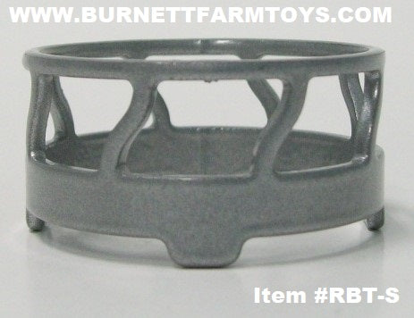 Item #RBT-S Silver Metal Round Bale Feeder - 1/64 Scale - River Bottom Toys