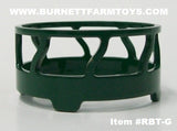 Item #RBT-G Green Metal Round Bale Feeder - 1/64 Scale - River Bottom Toys