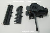 Item #SCT 911 Black Gun Metal Gray Fendt Ideal 9 Wheeled Combine with Corn Head and Grain Head - 1/64 Scale - SpecCast