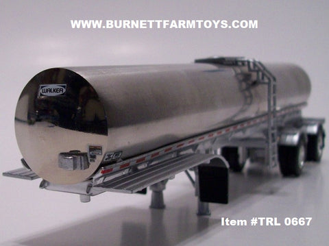Item #TRL 0667 Polished Spread Axle Walker Milk Tanker Trailer - 1/64 Scale