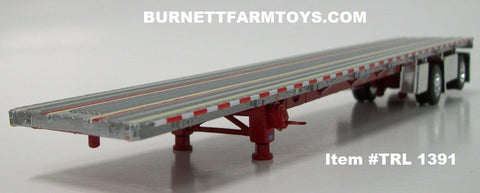 Item #TRL 1391 Silver Deck Red Frame Spread Axle Wilson Roadbrute Flatbed Trailer - 1/64 Scale - DCP by First Gear
