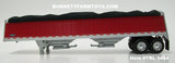 Item #TRL 1464 Red Sided Black Tarp Silver Frame Tandem Axle Wilson Commander Hopper Bottom Grain Trailer with Chrome End Caps - 1/64 Scale - DCP