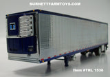 Item #TRL 1536 Chrome Ribbed Sided Cobalt Blue Trim Spread Axle Utility Refrigerated Trailer with Thermo King Refrigerator - 1/64 Scale - DCP by First Gear