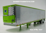 Item #TRL 1537 Chrome Ribbed Sided Lime Green Trim Spread Axle Utility Refrigerated Trailer with Thermo King Refrigerator - 1/64 Scale - DCP by First Gear