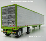 Item #TRL 1537 Chrome Ribbed Sided Lime Green Trim Spread Axle Utility Refrigerated Trailer with Thermo King Refrigerator - 1/64 Scale - DCP by First Gear
