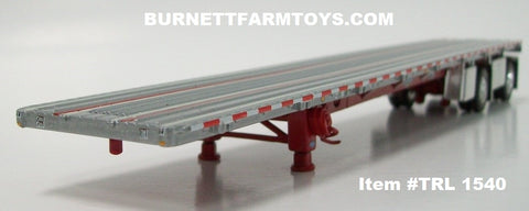 Item #TRL 1540 Silver Deck Red Frame Spread Axle Wilson Roadbrute Flatbed Trailer - 1/64 Scale - DCP by First Gear