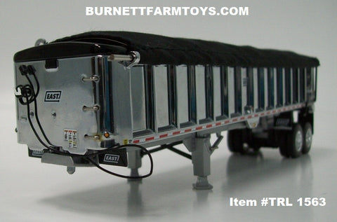 Item #TRL 1563 Chrome Sided Black Tarp Silver Frame Tandem Axle EAST End Dump Trailer - 1/64 Scale - DCP by First Gear